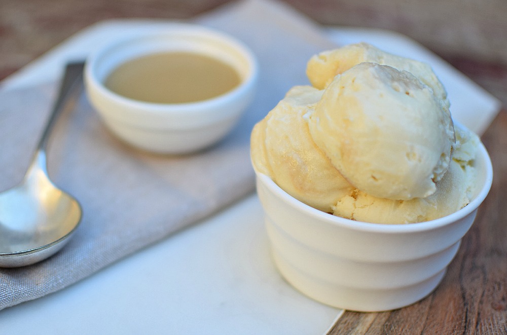 Miso Caramel Ice Cream in a bowl