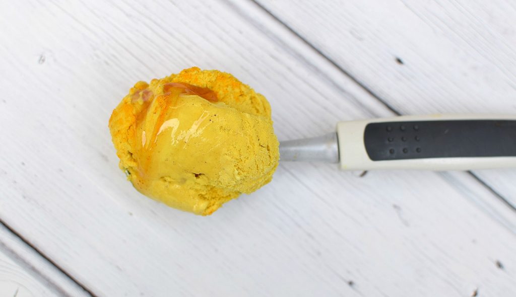turmeric ice cream in scoop