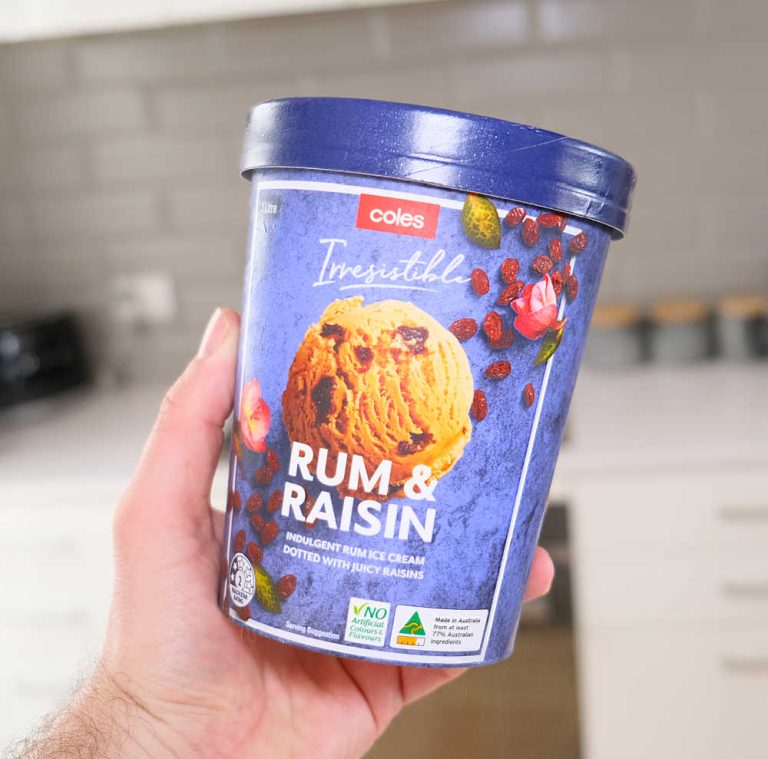 Review Of Coles Rum and Raisin Ice Cream Scoop Club