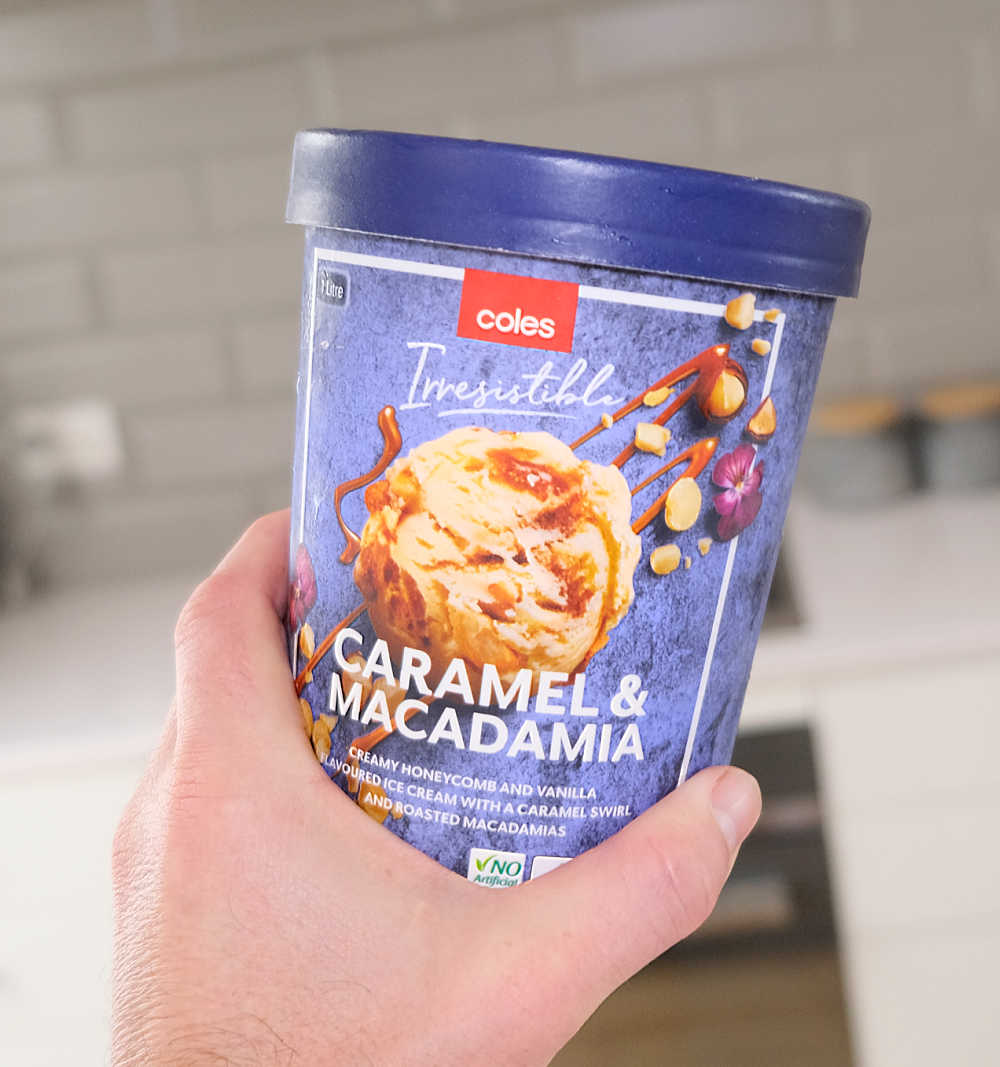 Review Of Coles Caramel And Macadamia Ice Cream Scoop Club