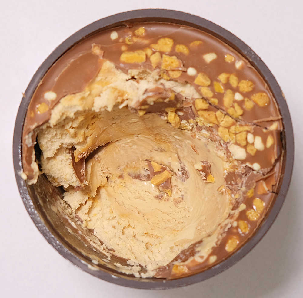 A top down view of the ice cream's consistency.